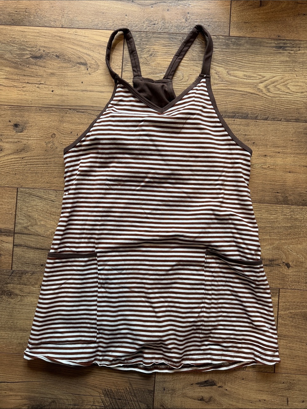 Striped Brown and White Dress with shorts